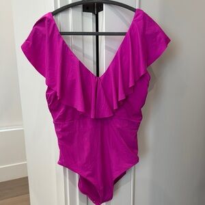 Trina Turk Vibrant Pink Ruffled Swimsuit